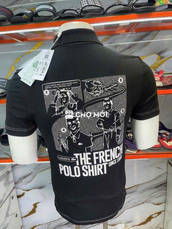 Áo polo Lacoste nam cotton Đen hình lưng