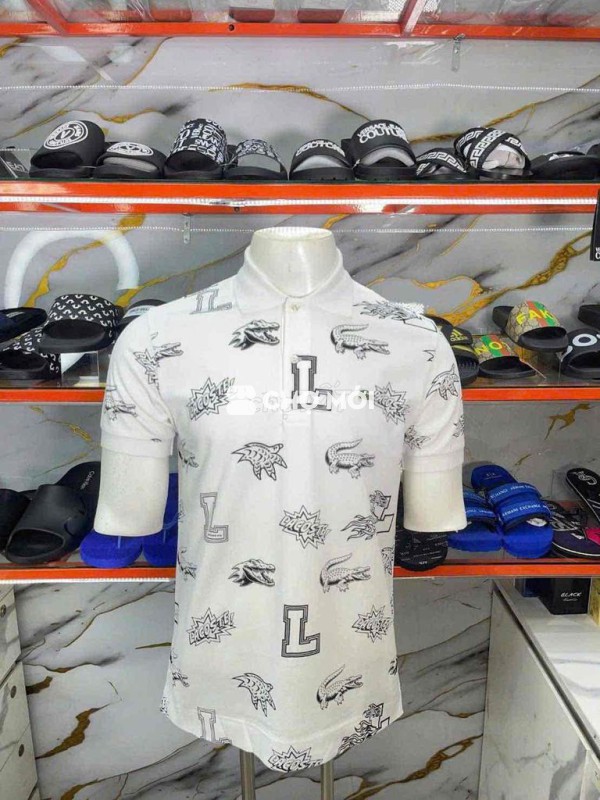 Áo Polo Lacoste Nam Trắng cá đen