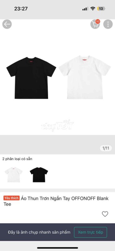 Áo thun OFFONOFF Unisex Trắng Đen size M