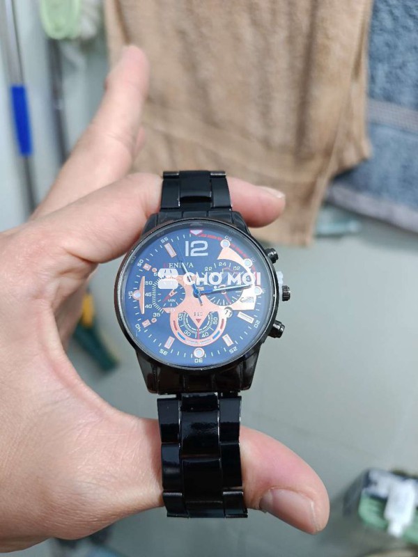 Đồng hồ Geneva nam kim loại đen