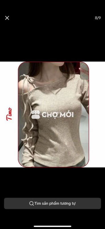 PASS - Áo thun nữ len gân trễ vai