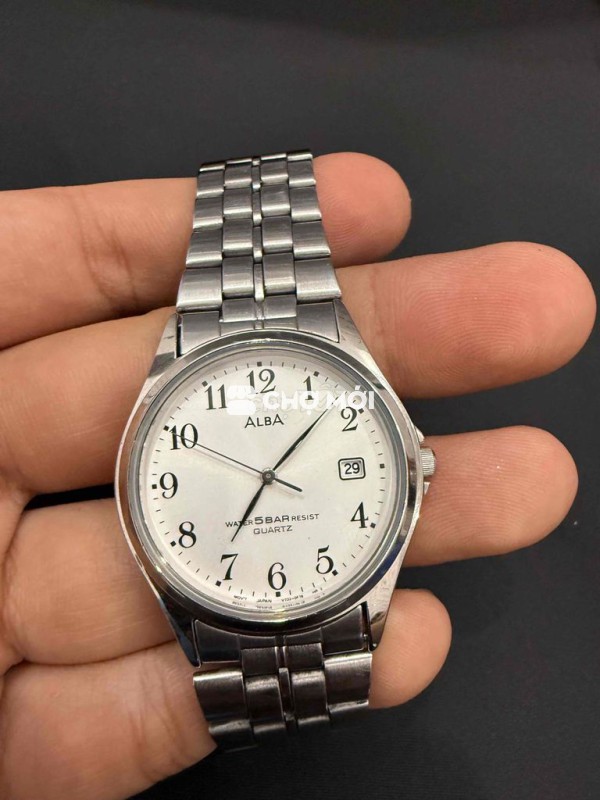 Đồng hồ Alba nam thép bạc 35mm