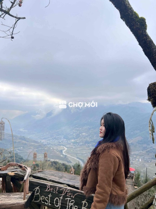 Áo da lộn nâu lót lông