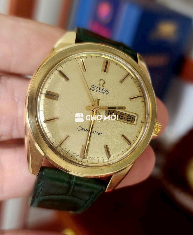 Đồng hồ cổ OMG Seamaster size 37 mặt vàng cát
