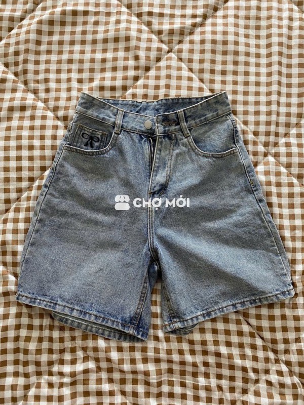 PASS- Short jean lửng ngố nữ xanh nhạt