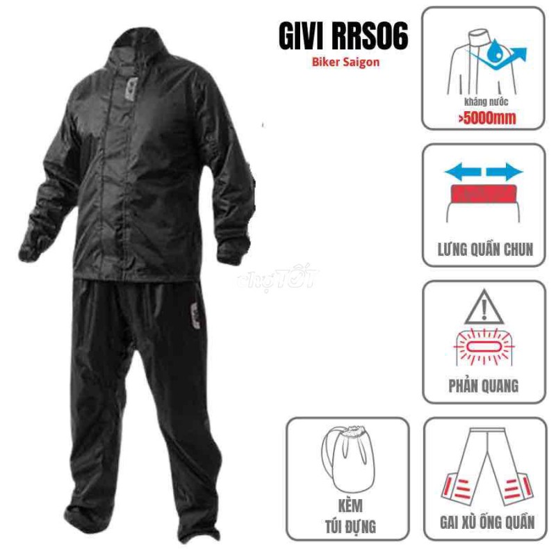 Áo mưa bộ GIVI RRS06 Đen M