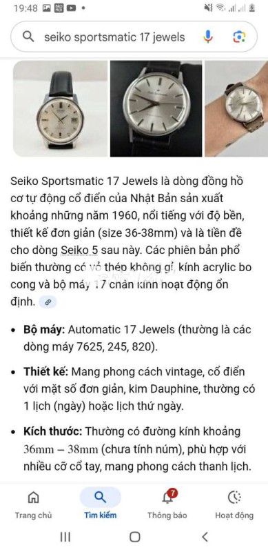 Đồng hồ Seiko Sportsmatic 17 Jewels Nam