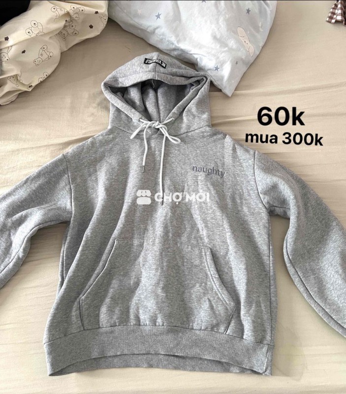 Hoodie nỉ xám