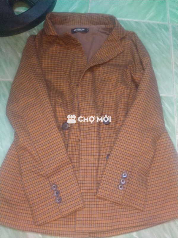 Áo khoác blazer nữ KIDO kẻ caro nâu