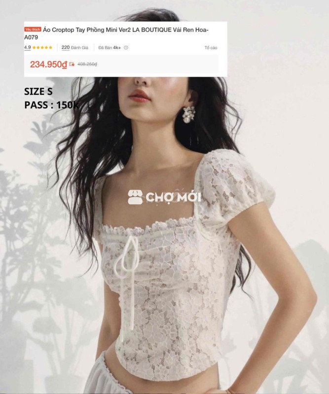 Áo croptop nữ ren size S