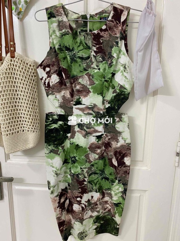 Đầm Nữ Vải hoạ tiết xanh mềm mại