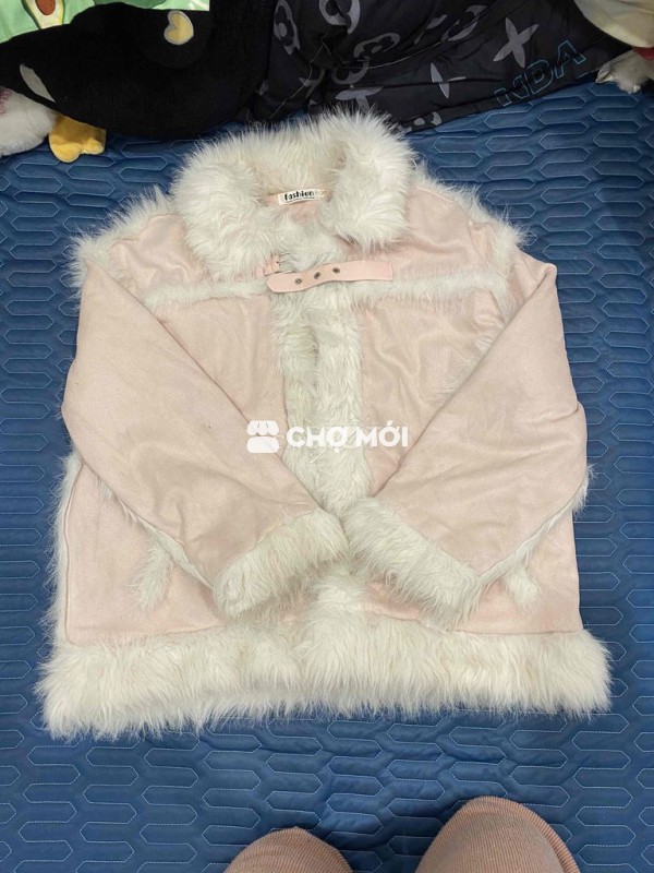 Áo khoác nữ Da lộn Hồng nhạt