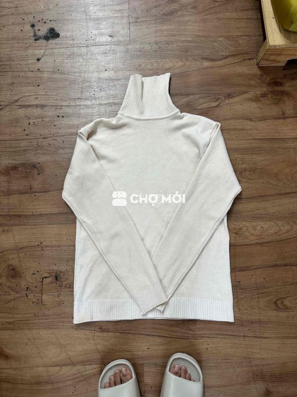 Áo len cổ lọ Nữ Trắng kem