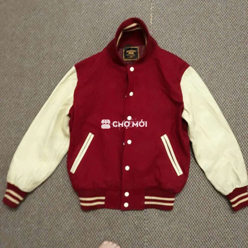 Áo khoác varsity nam Đỏ Trắng kem