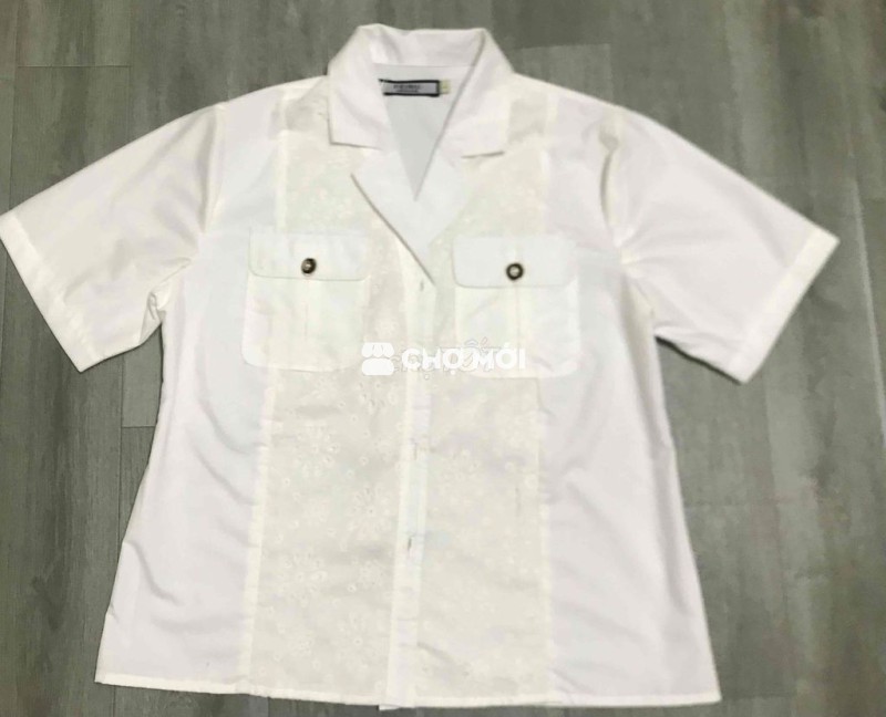 Áo + Váy sơ mi nữ vải trắng