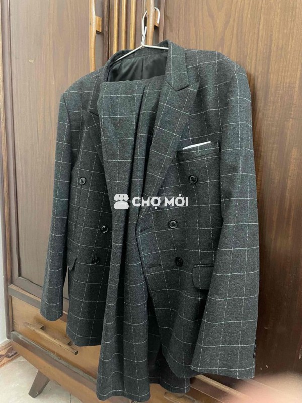 Bộ vest Nam cả quần cả áo kẻ caro