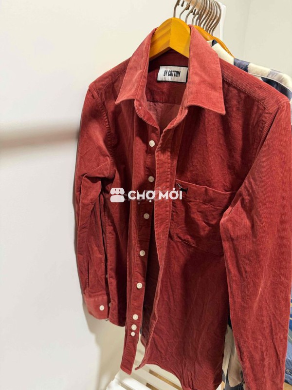 Áo sơ mi nam Nhung tăm Đỏ đô