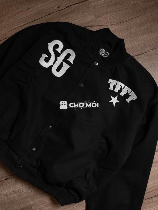 Áo khoác bomber nam vải Đen