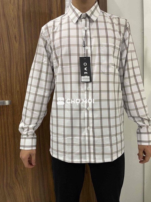 Áo sơ mi Owen Nam XL Trắng kẻ