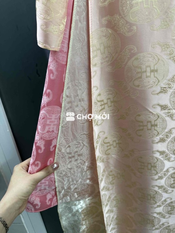 Áo dài Nữ lụa 4 tà màu Hồng-cam-vàng