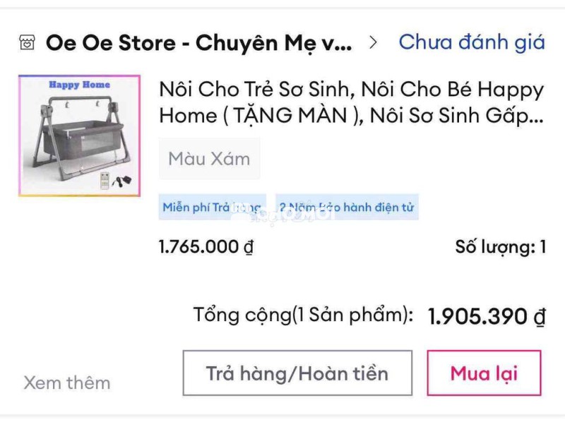 Nôi điện Happy Home Xám