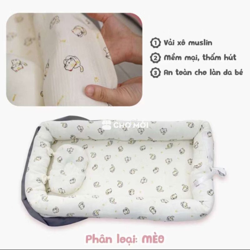 Nệm gấp gọn vải xô muslin Trẻ em