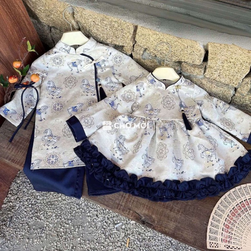 Set gấm Tết cho bé trai và gái