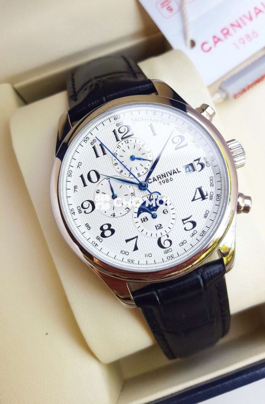 Đồng Hồ Cơ CARNIVAL Kim Xanh Thanh Lịch Full Box