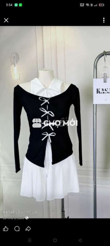 Áo kiểu đính nơ phối cổ size M 43-55kg