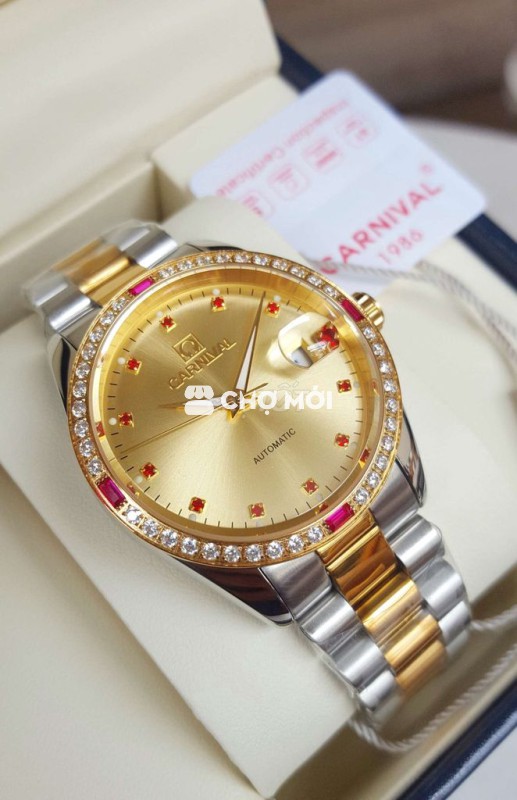 Đồng Hồ CARNIVAL DATE JUST Đính Đá Full Box Máy Cơ