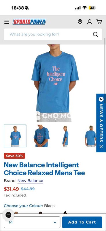 Áo thun New Balance nam size M mới