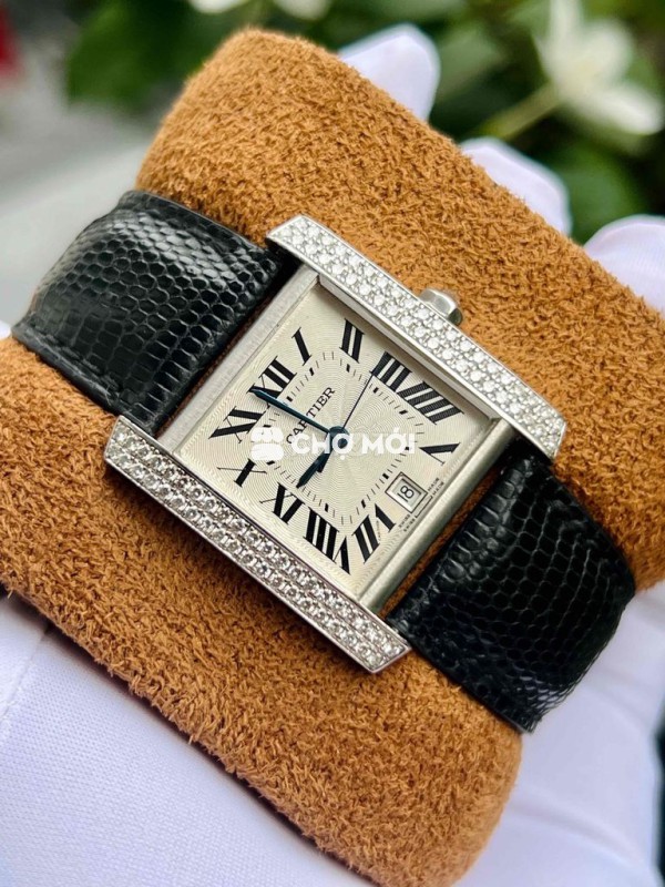 Cartier Tank Française Vàng Trắng nguyên khối 18K