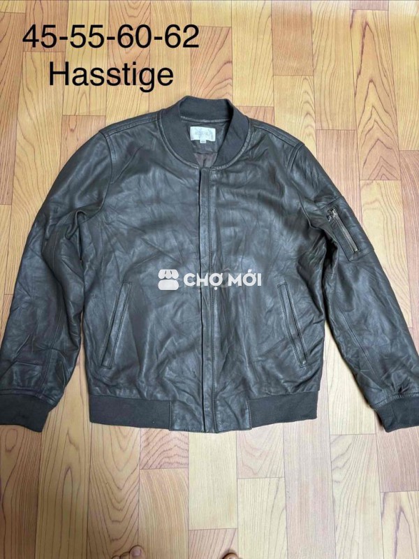 Áo khoác bomber Hasstige da cừu nam size L