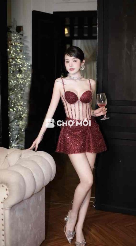 Đầm dự tiệc nữ kim sa size M