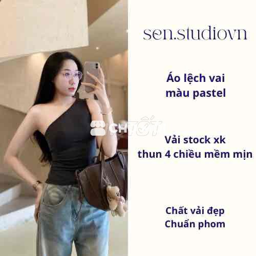 Áo lệch vai nữ thun cotton 4 chiều xuất dư