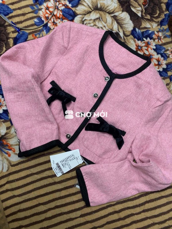 Áo khoác dạ nữ hồng size L