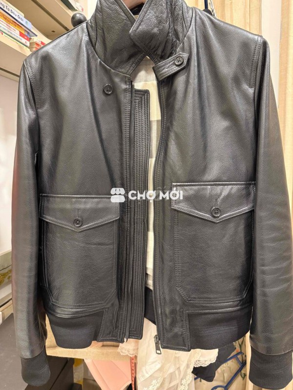 Áo khoác da nam Burberry Đen