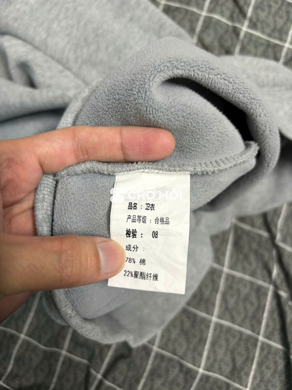 Áo Hoodie Unisex Cotton size M màu xám lông chuột