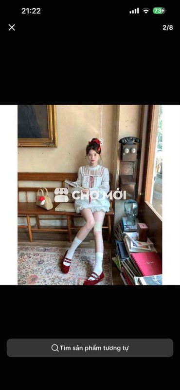 set váy đỏ trắng (size M ,nguyên mác chưa mặc )