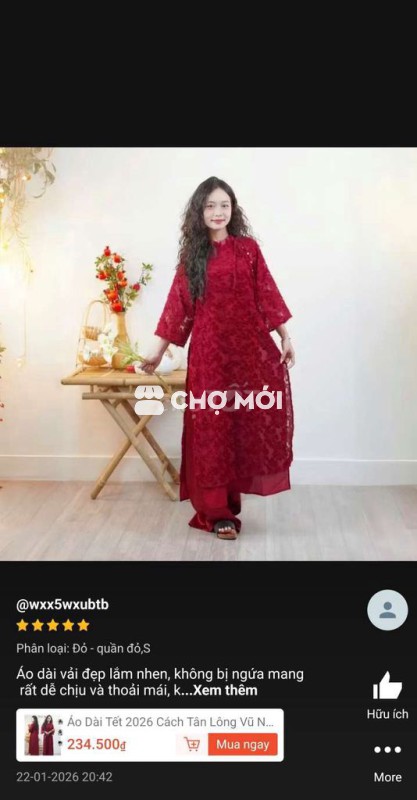 Áo dài nữ lông vũ Đỏ đã qua sử dụng