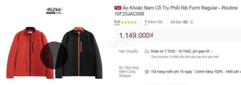 Áo khoác Routine Nam Rib Form size M