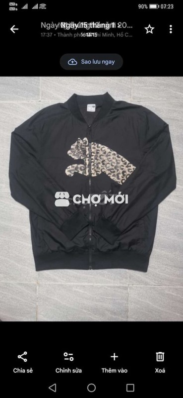 Áo khoác dù Puma BigLogoSP U.S Báo Đen form L