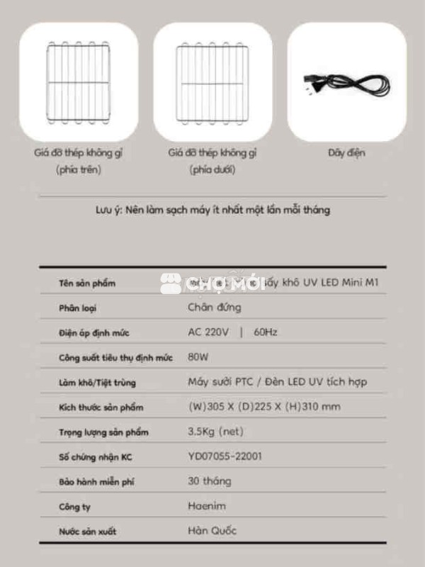 máy tiệt trùng sấy khô Haenim UV Led mini