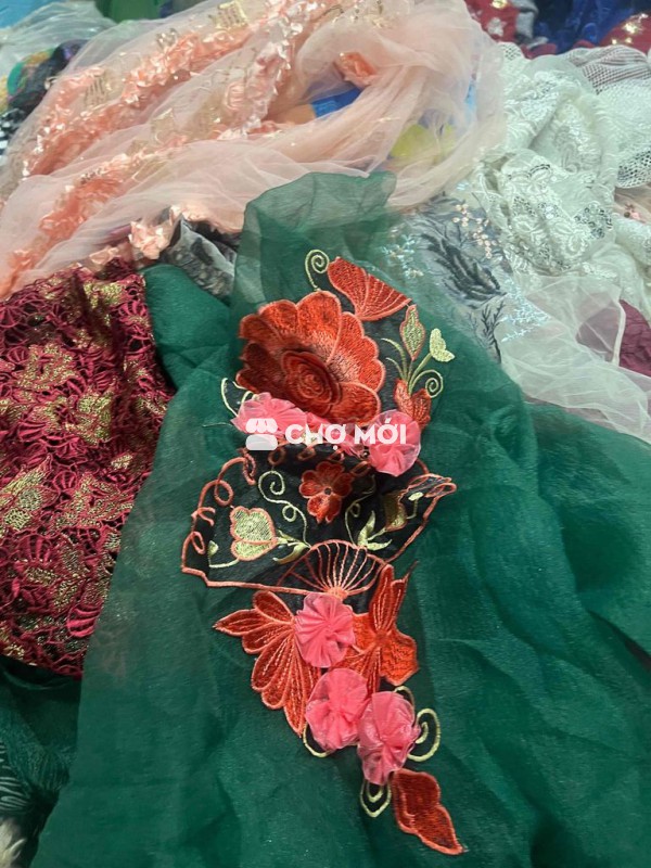 Vải may mặc Lưới thêu Lụa