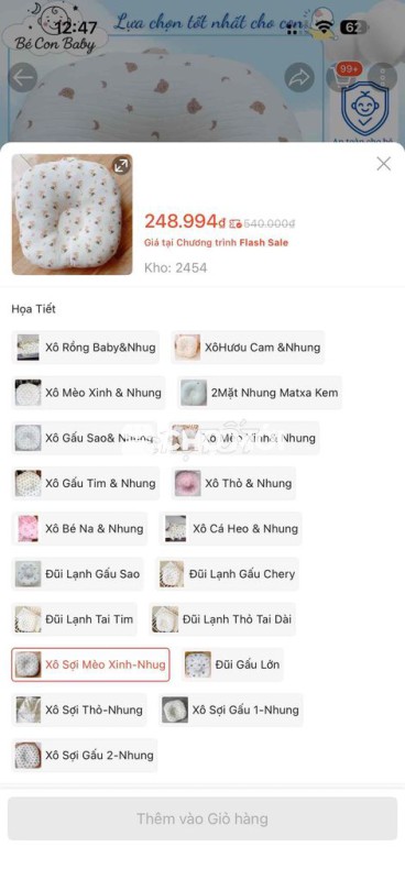 Gối chống bẹt đầu Bé Con Baby