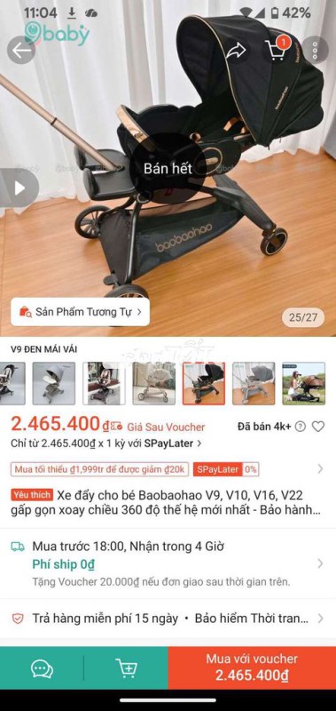 ( CHÍNH HÃNG ) Xe đẩy Baobaohao có thể nằm