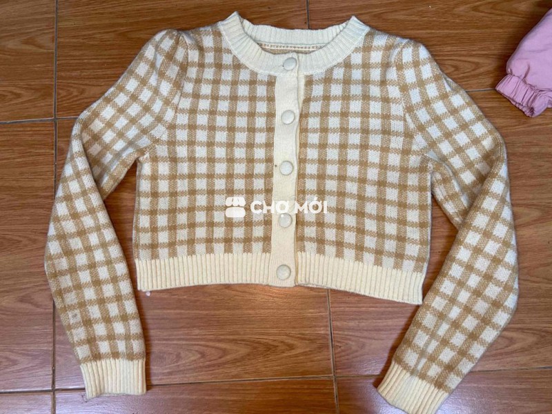 Áo khoác cardigan nữ len kẻ caro