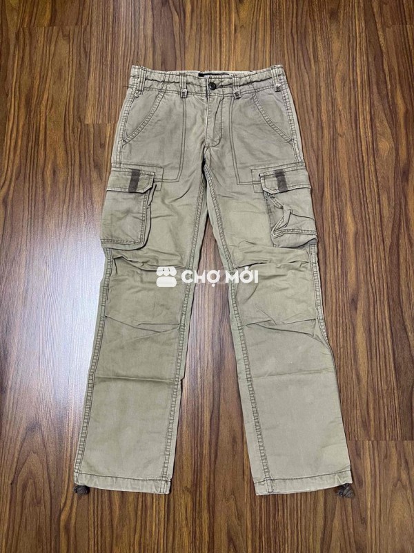 Quần túi hộp nam vải Xám