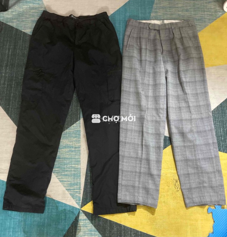 Quần túi hộp nam vải đen