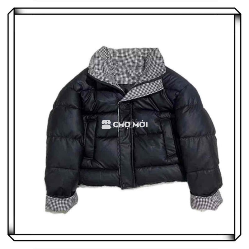 Áo phao nữ da màu đen size L, XL